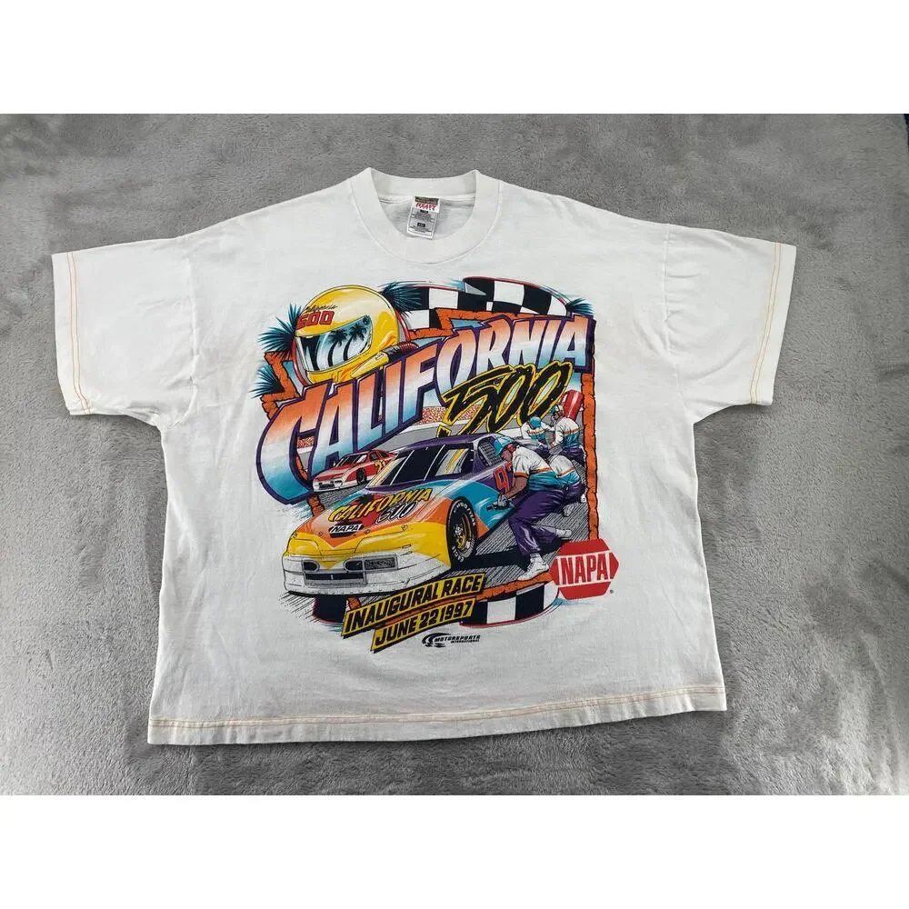 Vintage 1997 California 500 NASCAR T Shirt XXL Double Sided Racing NAPA Boxy Fit